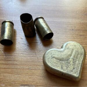 brass heart made from bullet casings